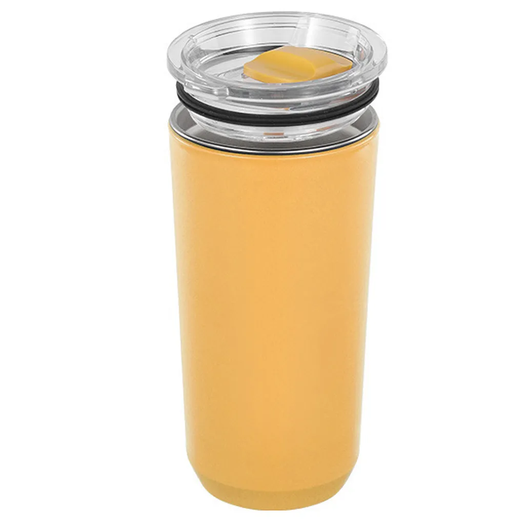 360 ml/460 ml/560 ml Kaffee Tumbler Push-in Deckel mit großem Mund Doppelwand Vakuum isoliertem Wasser Becher Becher für Büro-OrangeGröße:L